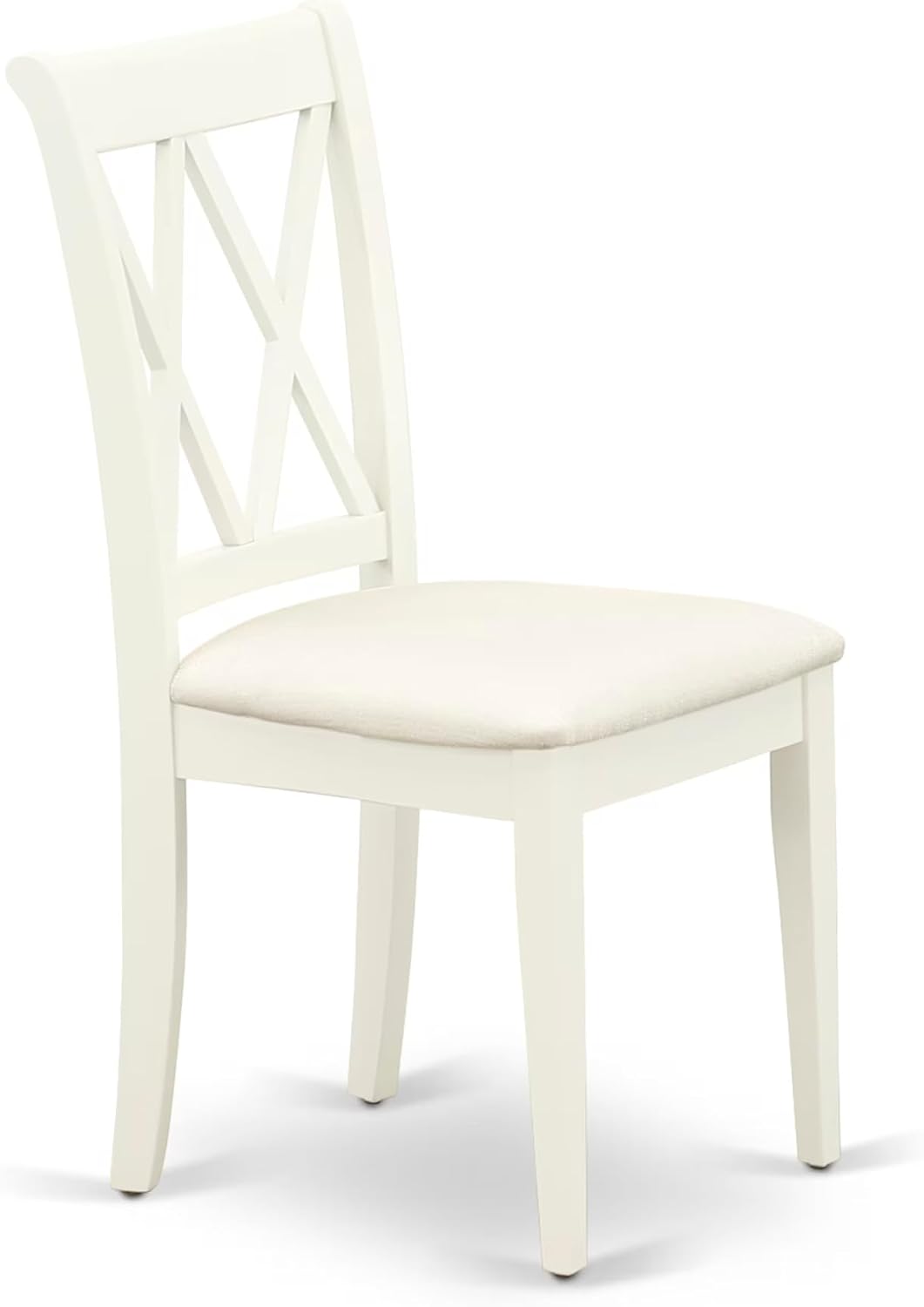 East West Furniture ANCL5-LWH-C 5 Piece Dining Room Table Set Includes a Round Wooden Table with Pedestal and 4 Linen Fabric Kitchen Dining Chairs, 36x36 Inch, Linen White