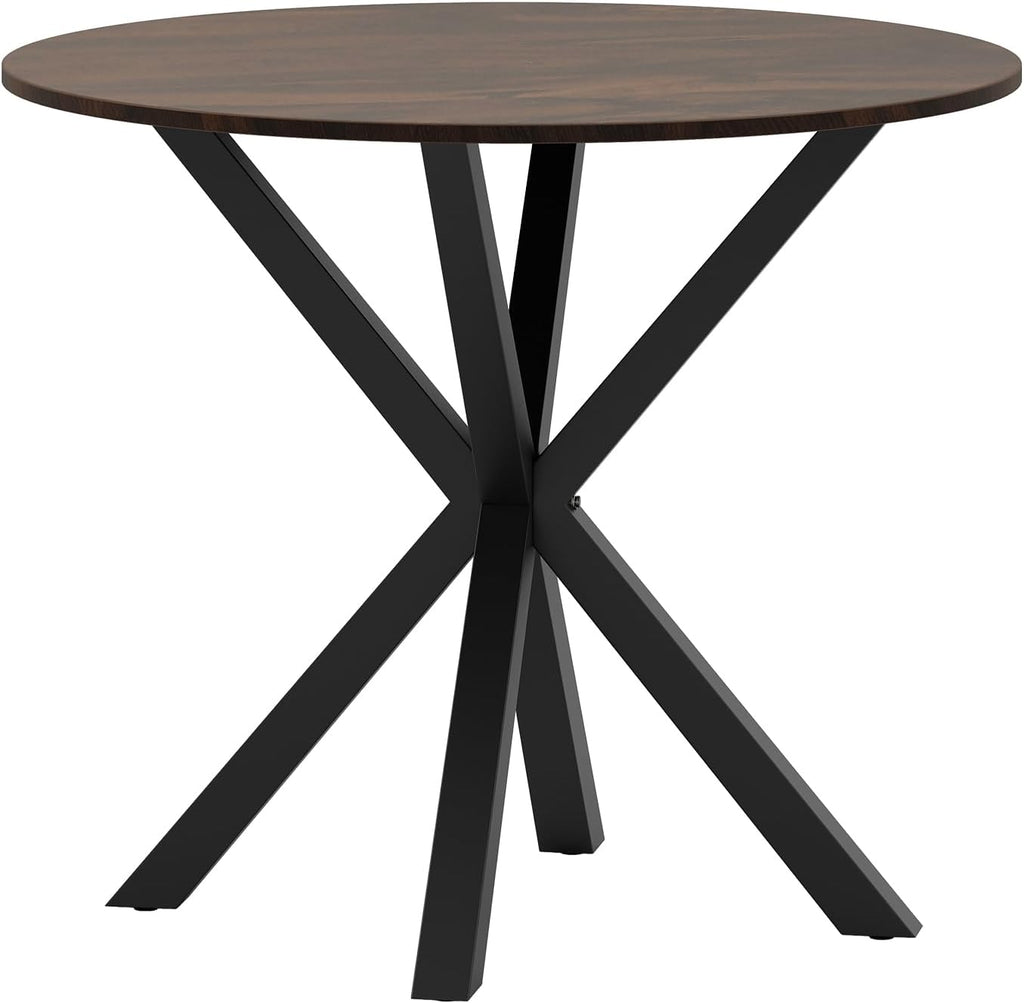 Giantex 36' Round Dining Table for 4, Farmhouse Kitchen Table with Rubber Wood Legs, Adjustable Foot Pads, Dining Room Tables for Dinette, Small Space, Dinner, Living Room, Restaurant, Espresso