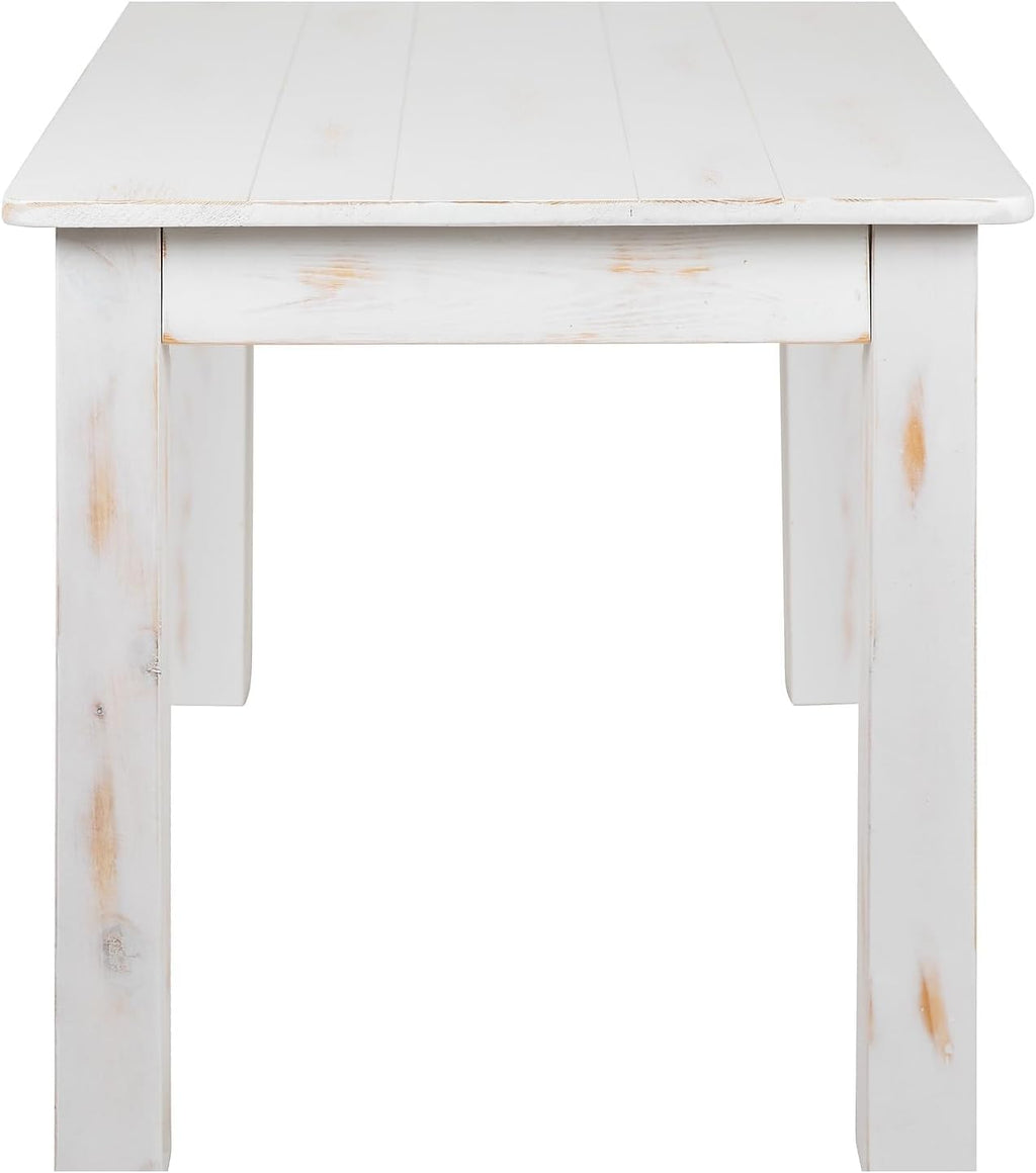 Flash Furniture HERCULES Series 46' x 30' Rectangular Antique Rustic White Solid Pine Farm Dining Table