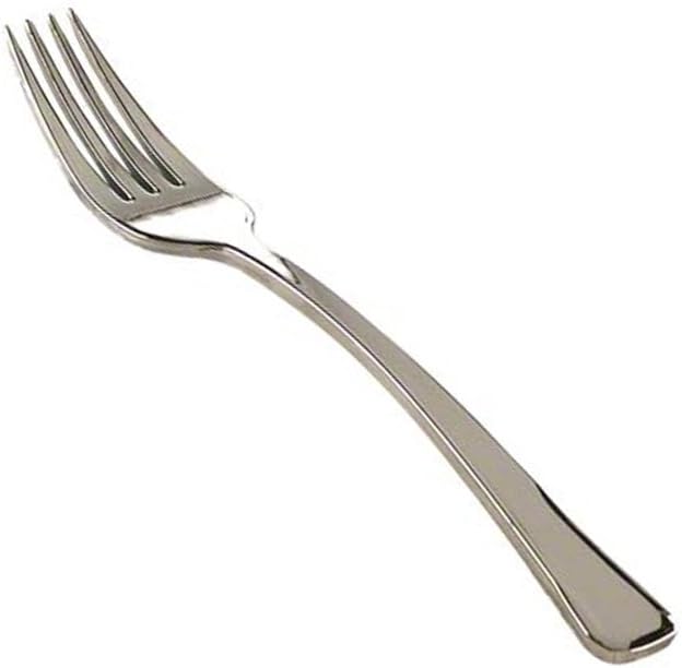 200 Elegant Pre Wrap Disposable Plastic Silverware Sets Silver Fork Knife White Linen-Quality Paper Napkin Roll Cutlery Sets Great Pre Rolled Cutlery in Linen-Feel White Napkins