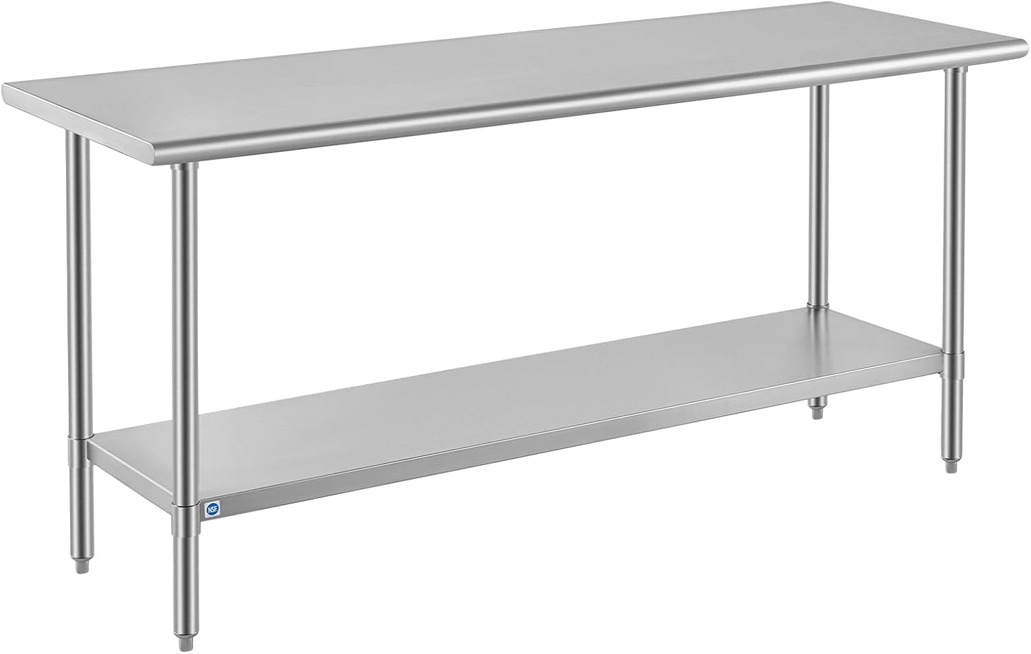 ROCKPOINT SS304 Top All Stainless Steel Table for Prep & Work 24x72 Inches, NSF Commercial Kitchen Heavy Duty Table with Adjustable Undershelf for Restaurant,Kitchen, Home and Hotel