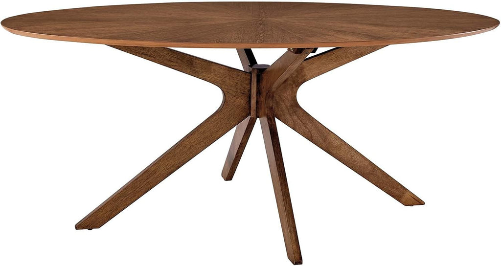 Modway Crossroads 71' Oval Wood Dining Table, Walnut