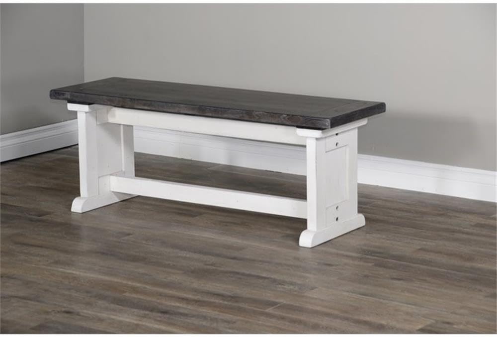 Pemberly Row 4-Piece Farmhouse Wood Breakfast Nook Set with Hidden Storage, Reversible Seating, Great for Small Spaces, in White & Brown Finish