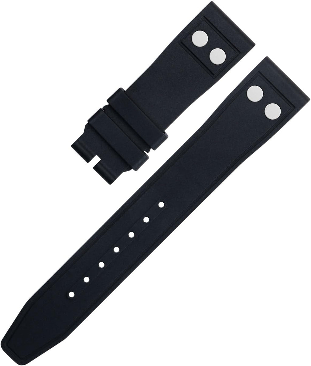 20mm Nature Fluororubber FKM Rubber With Rivet Watchband For IWC Big Pilot Mark Portugieser TOP GUN Soft Wristband