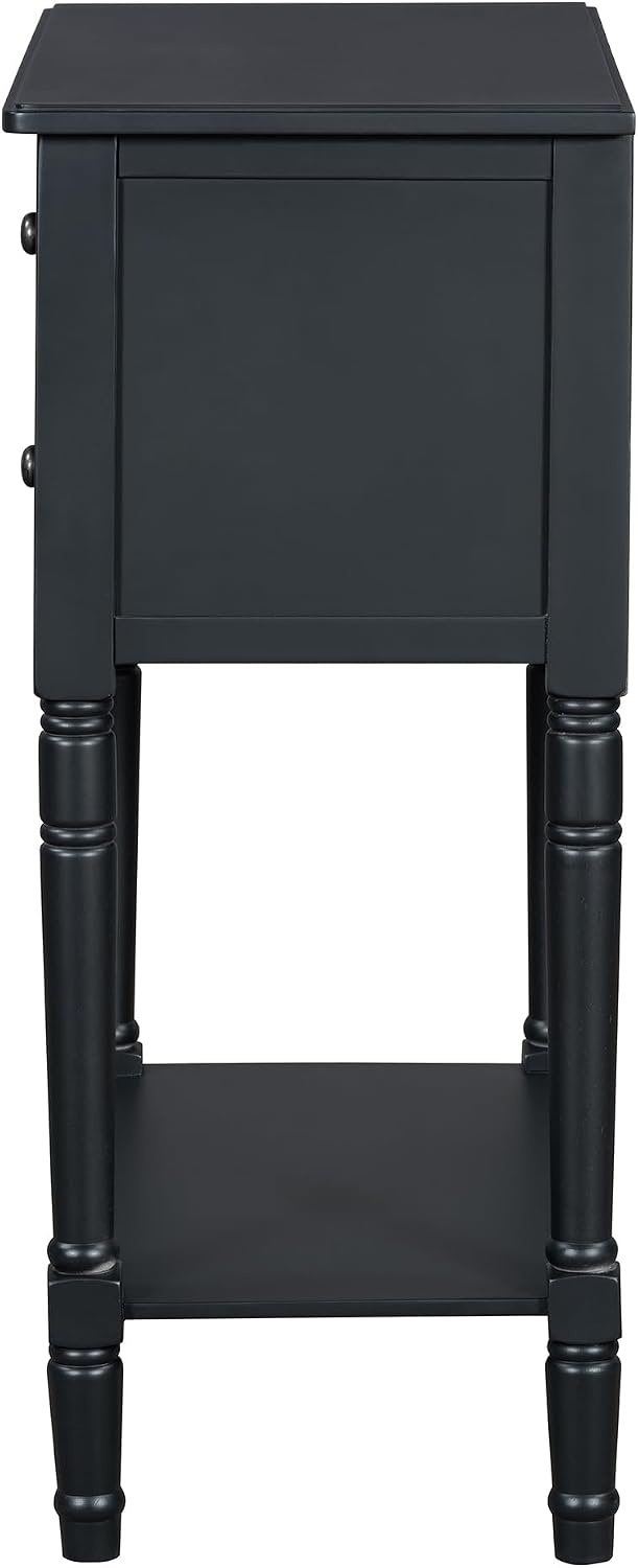 LKTART Solid Wood Sofa Table,Console Table with Drawers and Bottom Shelf, Entryway Hallway Foyer Entry Table for Living Room(23.7' Black)