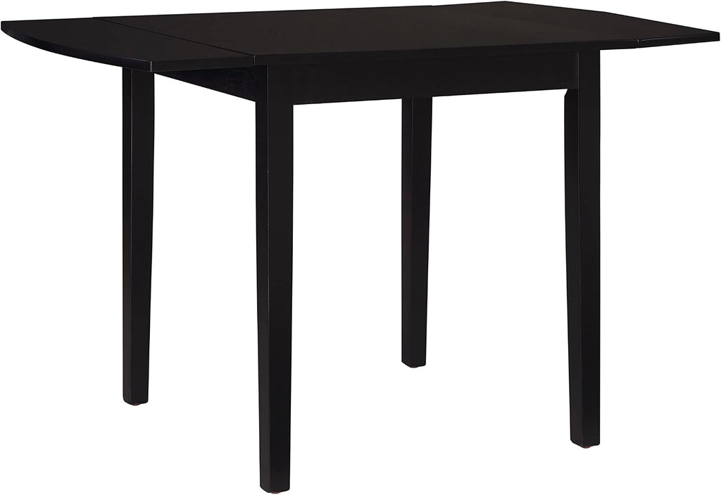 Linon Torino Black Wood 30' Square Drop Leaf Table - 30' X 48' Fully Extended
