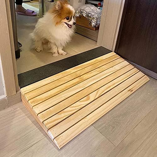 Non-Slip Wooden Dog Ramps for Cars & Door Thresholds, Portable Wheelchair Access for Curb Doorways, Ideal for Walkers, Bikes & Scooters