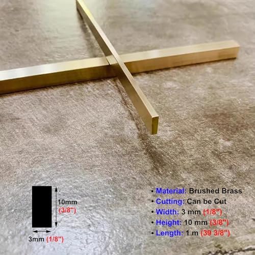 Brushed Brass Floor Transition Strip - Metal Edge Gap Bar for Doorways, Tile/Wood Seam Ramp, Durable Rectangle Transition Solution for Solid Floors