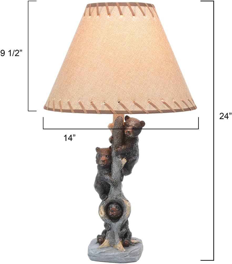 BLACK FOREST DECOR - Bears in a Tree Table Lamp for Cabin, Living Room, Nightstand, Desk - Home Décor - 24' x 14'