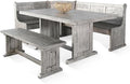 Pemberly Row 4-Pieces Dining Set Wood, Rectangular in Alpine Gray (36' H x 75' W x 56' D) for Kitchen, Dining Room with Table, Reversable Benches, and Storage Space