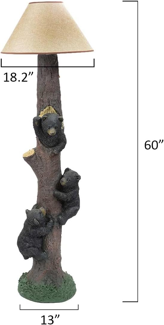 BLACK FOREST DECOR - Climbing Bear Trio Floor Lamp for Cabin, Living Room, Office - Rustic Woodland Decor, 60' x 18.5'