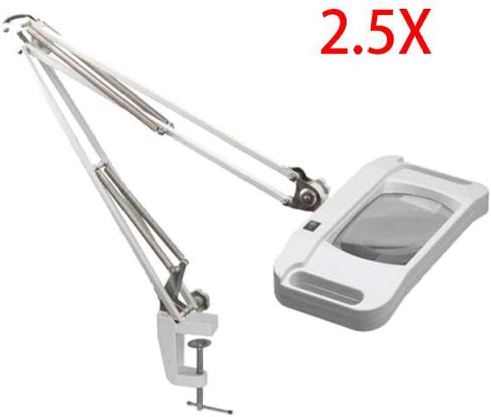 Led Magnifying Lamp with Clamp, with Adjustable Swivel Arm Light,2.5X Magnifier Vertical Desk Magnifying Lamp Light Beauty Adjustable Beauty Stand