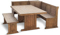 Pemberly Row 75' x 56' Farmhouse Wood Breakfast Nook Set with Table, Lift Seats, Hidden Storage, Reversible Benches, for Small Spaces, in Buckskin/Taupe Brown Finish