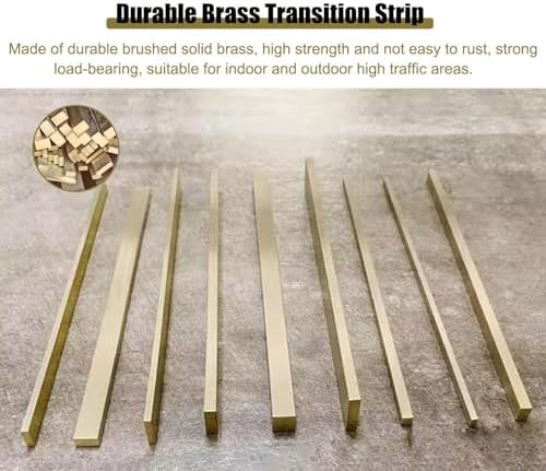Brushed Brass Floor Transition Strip - Metal Edge Gap Trim for Doorways, Extra Narrow 5x10mm Divider Cover for Wood & Tile, Durable Threshold Bar for Smooth Flooring Transition