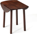 VINGLI 35' Solid Wood Folding Dining Table, Drop Leaf Kichen Dining Room Desk for Small Spaces, Small Kitchen, Expandable Folding Round Table for Home, Apartment,Office, Brown