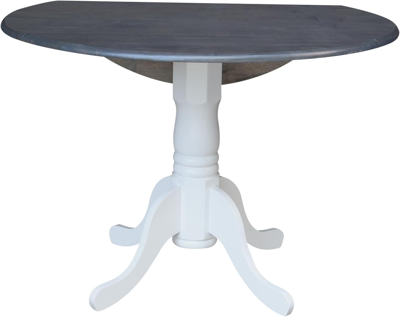 International Concepts Inch Dual 42 Drop Leaf Dining Table, White/Heather Gray
