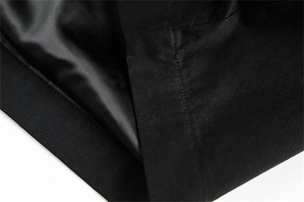 Fnfmrfmr Mens Black Cargo Jacket Spliced Rivet Retro Loose Lapel Long Sleeve Casual Outerwear