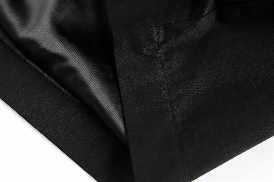 Fnfmrfmr Mens Black Cargo Jacket Spliced Rivet Retro Loose Lapel Long Sleeve Casual Outerwear