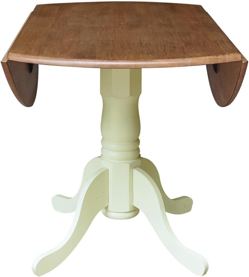 IC International Concepts 42' Round Dual Drop Leaf Pedestal Dining Table