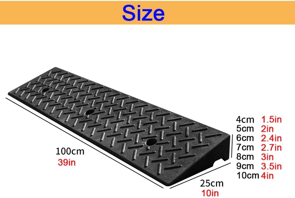 Portable Wheelchair Ramp Rubber Driveway Ramps Car Slope Ramp 1.5' 2' 2.4' 2.7' 3' 3.5' 4' Rise Threshold Ramp Loading Curb Ramp(7cm/2.7' Rise)