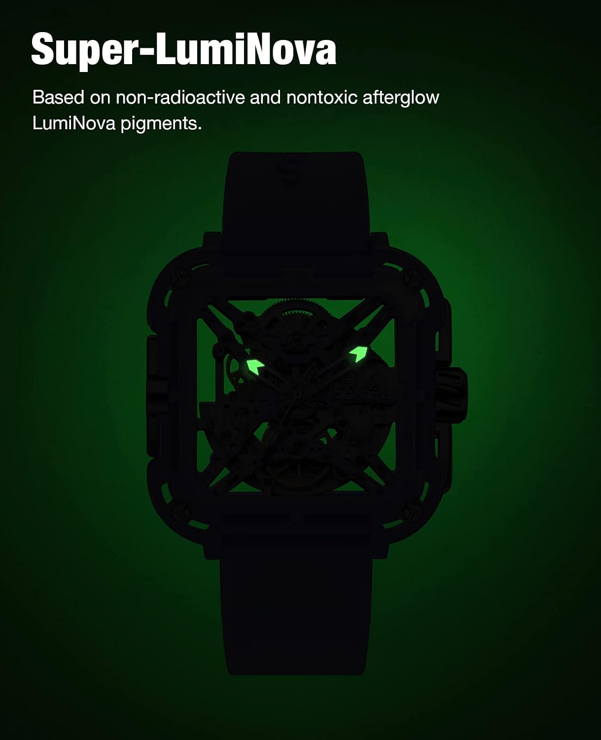CIGA Design Watches for Womens X Series - Machina, Mechanical Automatic Watches Fashion All-Match Wrist Accessories Sapphire Crystal Analog Skeleton Watches with Silicone Strap