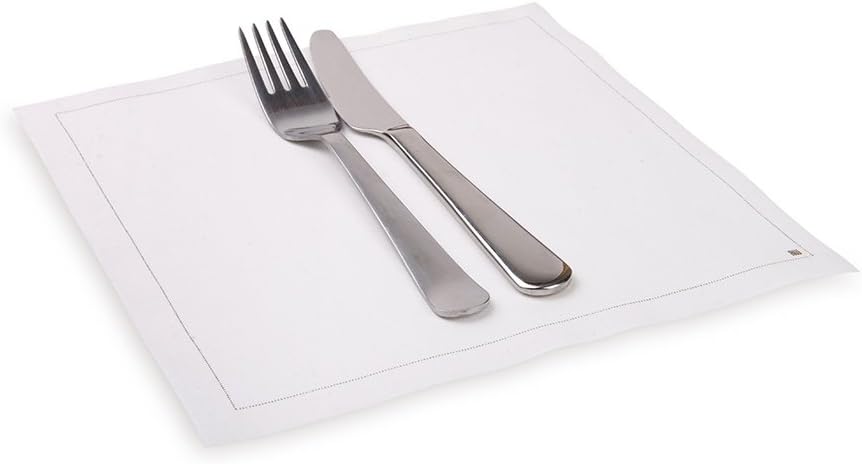 Restaurantware Napluxe 8.75 Inch Cotton Napkins 500 Disposable Cotton Table Napkins - Red Stitching Linen-Like Feel White Cotton Disposable Party Napkins For Parties and Celebrations Asborbent