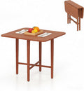 Tangkula 36' Foldable Square Dining Table, Kitchen Table w/Solid Rubber Wood Legs, Dual Drop Leaf Design, Farmhouse Diner Table for 2-4 People, Dining Room, Living Room,Restaurant