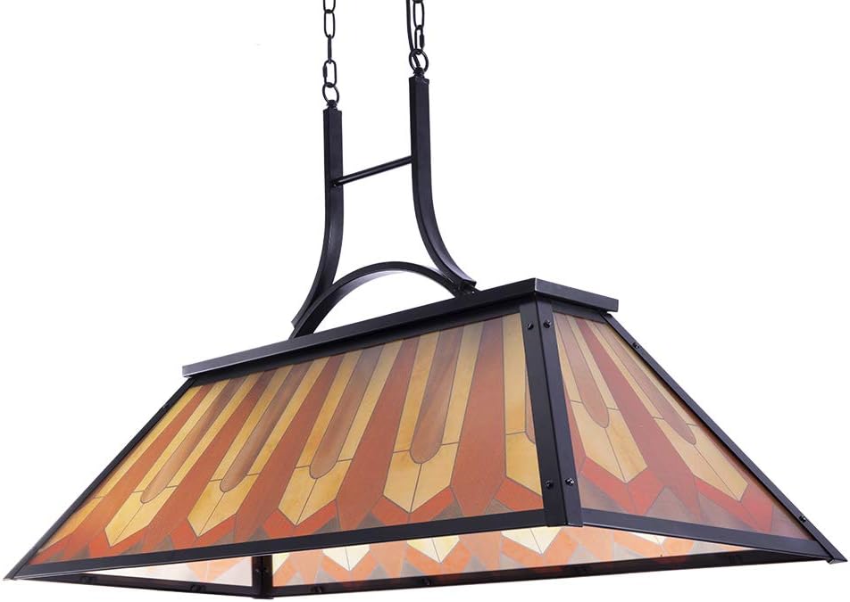 Wellmet Tiffany Style Pool Table Lamp Hanging, Billiards Light for Game Room 7' 8' 9' Pool Table, 3-Light Vintage Chandelier Lighting Fixture for Snooker Man Cave Club Kitchen Island Bar