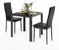 Gizoon 3 Piece Glass Dining Table Set, Kitchen and Chairs for 2, PU Leather Modern Room Sets for Home, Kitchen, Living Room