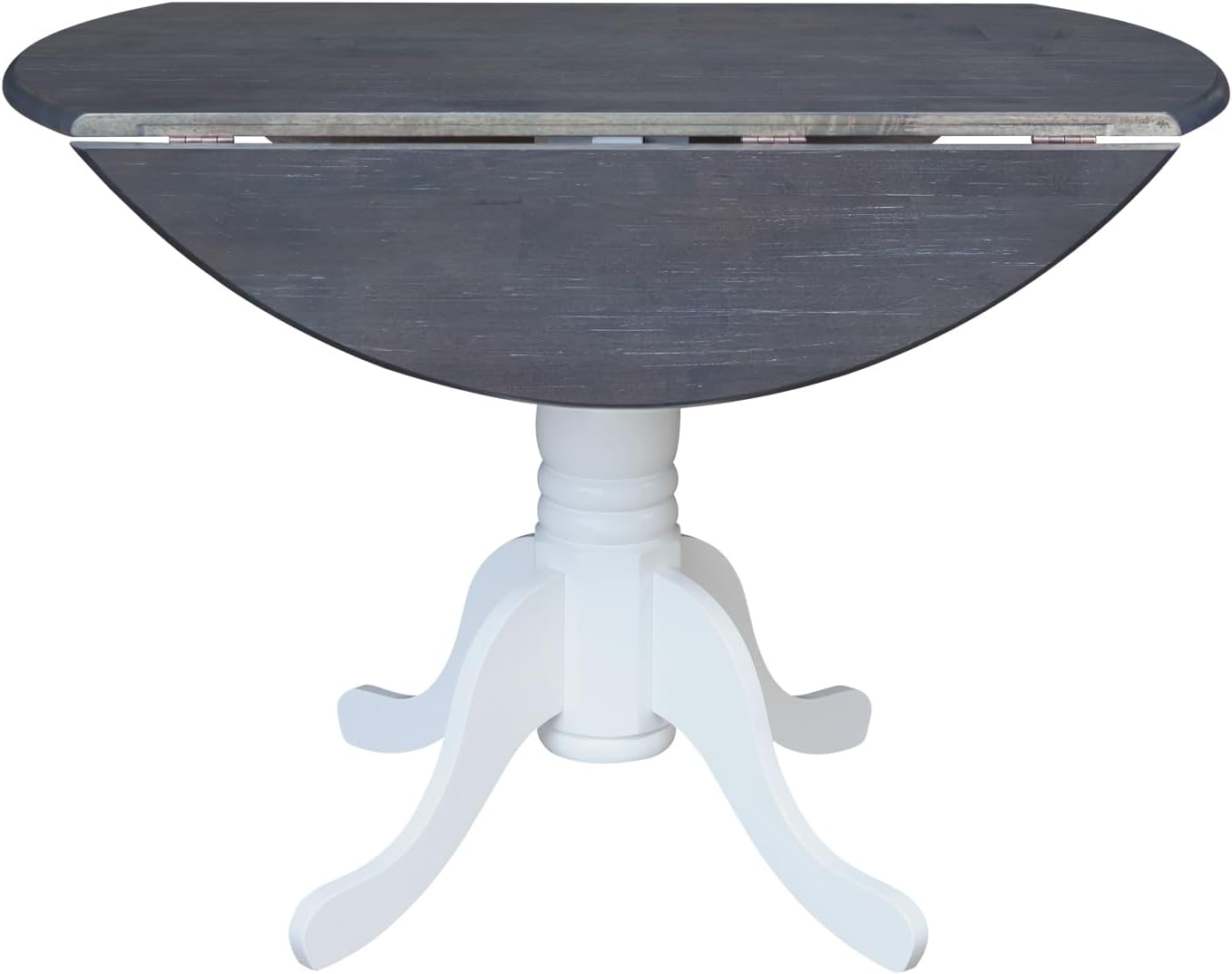 International Concepts Inch Dual 42 Drop Leaf Dining Table, White/Heather Gray