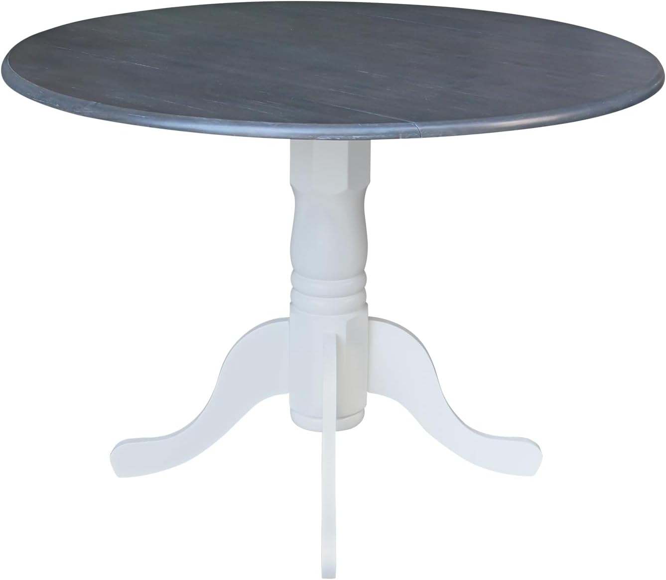 International Concepts Inch Dual 42 Drop Leaf Dining Table, White/Heather Gray
