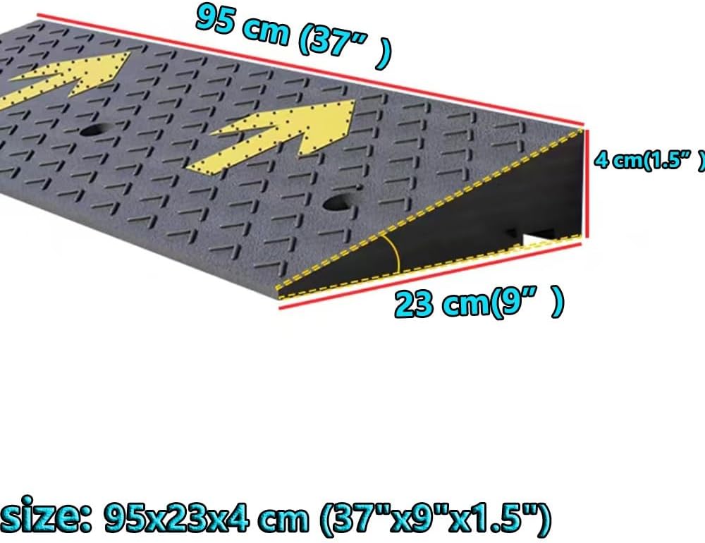 Curb ramp,Driveway ramp, Heavy Duty Automotive Ramp, 2' 4' 6' Rise Threshold for Doorway Garage Sidewalk(95x23x4 cm (37'x9'x1.5'))