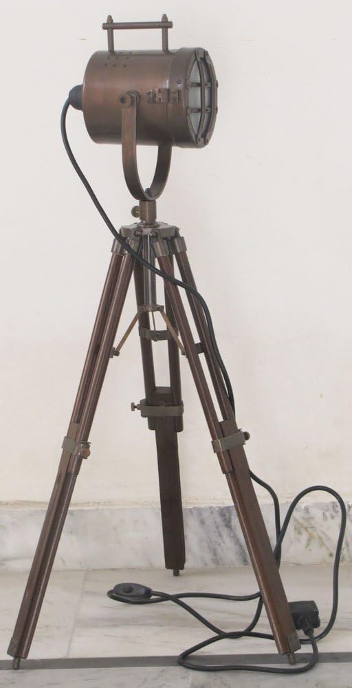 THOR INSTRUMENTS Nautical Antique Look Searchlight with Tripod Stand Collectable Spot Light Studio Table Lamp Rustic Vintage Home Decor Gifts