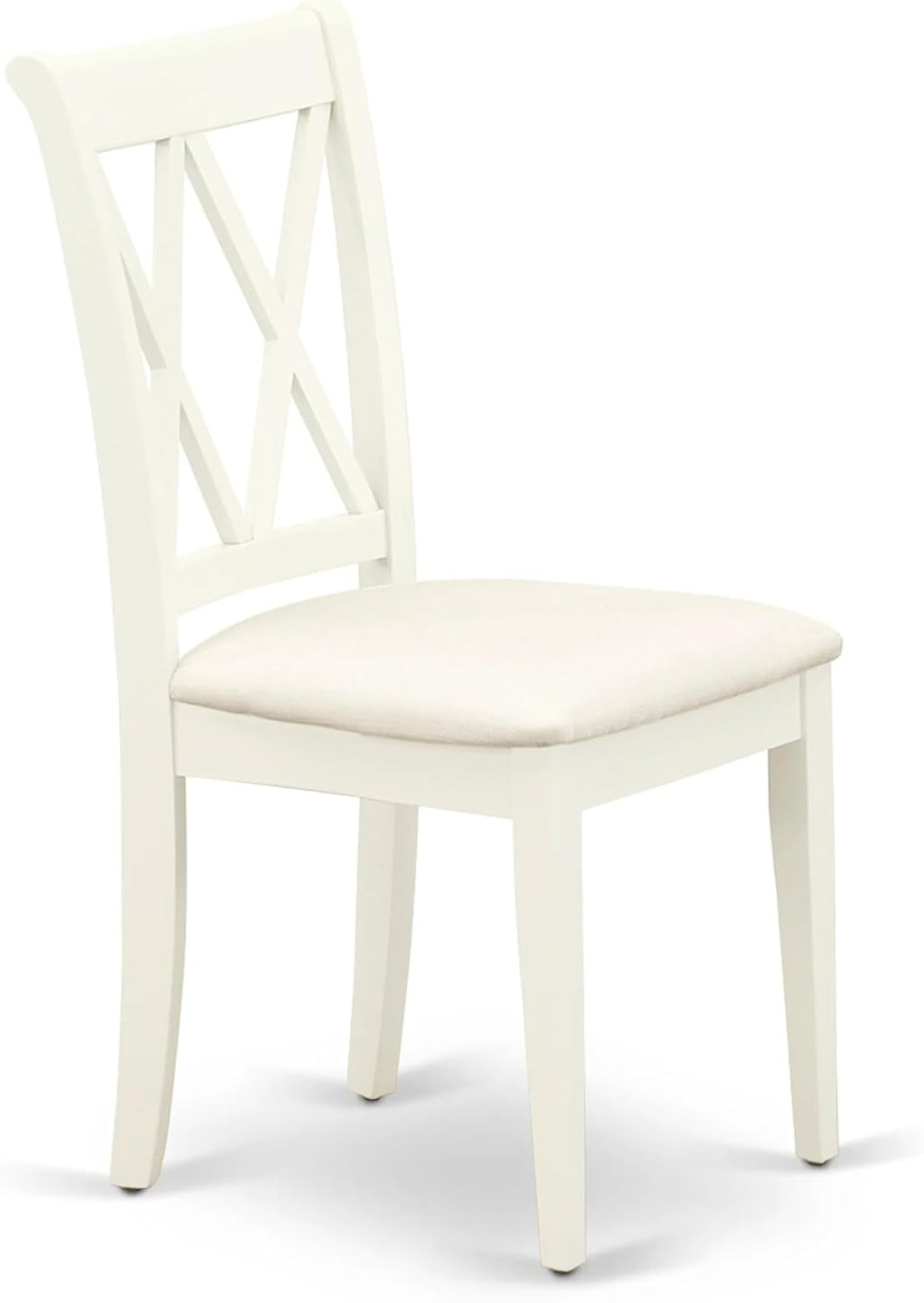 East West Furniture ANCL5-LWH-C 5 Piece Dining Room Table Set Includes a Round Wooden Table with Pedestal and 4 Linen Fabric Kitchen Dining Chairs, 36x36 Inch, Linen White