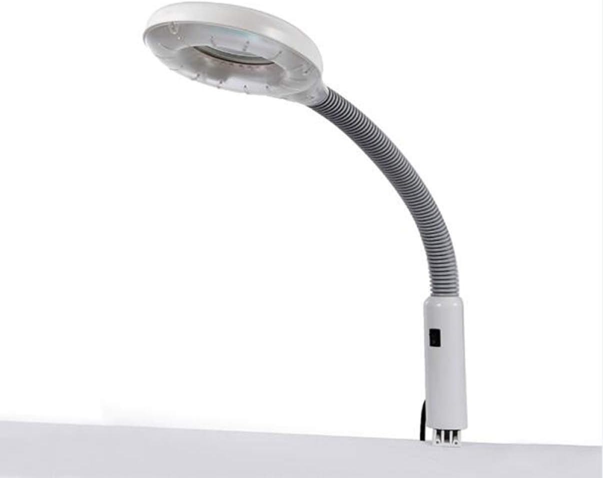 Magnifier 5X Magnifying Glass Clamp Lamp: Daylight Bright Lighted Lens127mm Adjustable Swivel Arm Utility Light for Desk Table TaskBeautyCraft