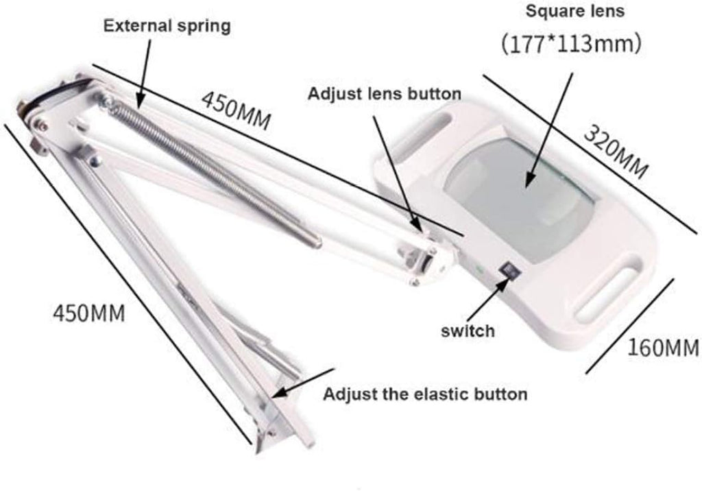 Magnifier,Led Magnifying Lamp with Clamp,with Adjustable Swivel Arm Light,10X Magnifier Vertical Desk Magnifying Lamp Light Beauty Adjustable Beauty Stand Salon Tattoo Nail Skin