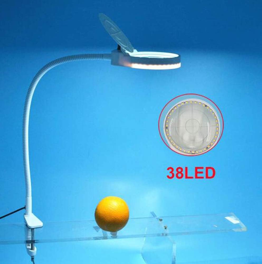 Led Magnifying Lamp with Clamp, with Adjustable Swivel Arm Light, 5X 15X Magnifier Vertical Desk Magnifying Lamp Light Beauty Adjustable Beauty Stand Salon Tattoo Nail