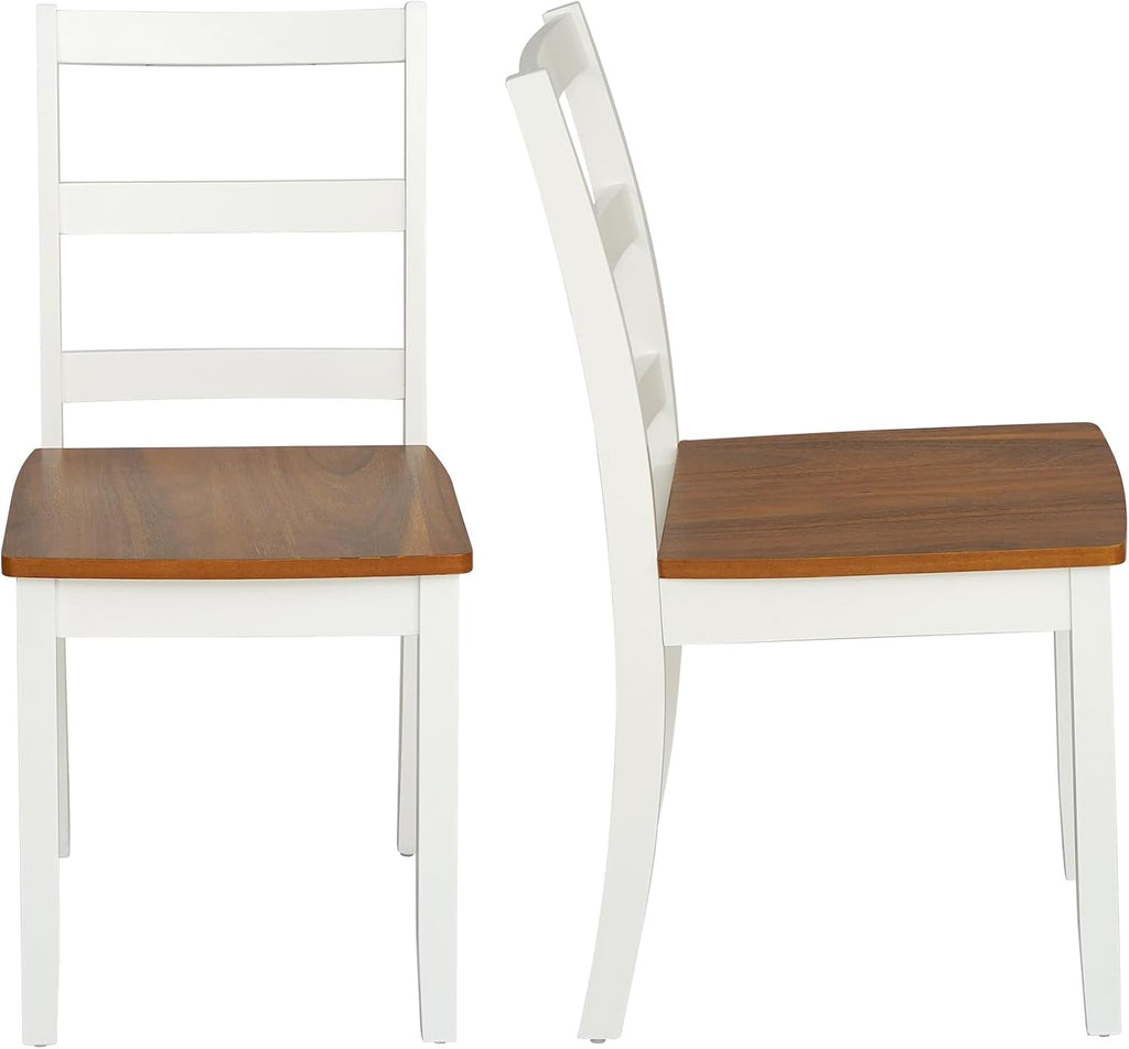 Comfy to go Wooden Dining Room Chairs Set of 2, Mid-Century Modern Farmhouse Kitchen Chair, Cutout High Back Side Chairs, Armless Decorative Chair for Living Room Bedroom Dining Room, White