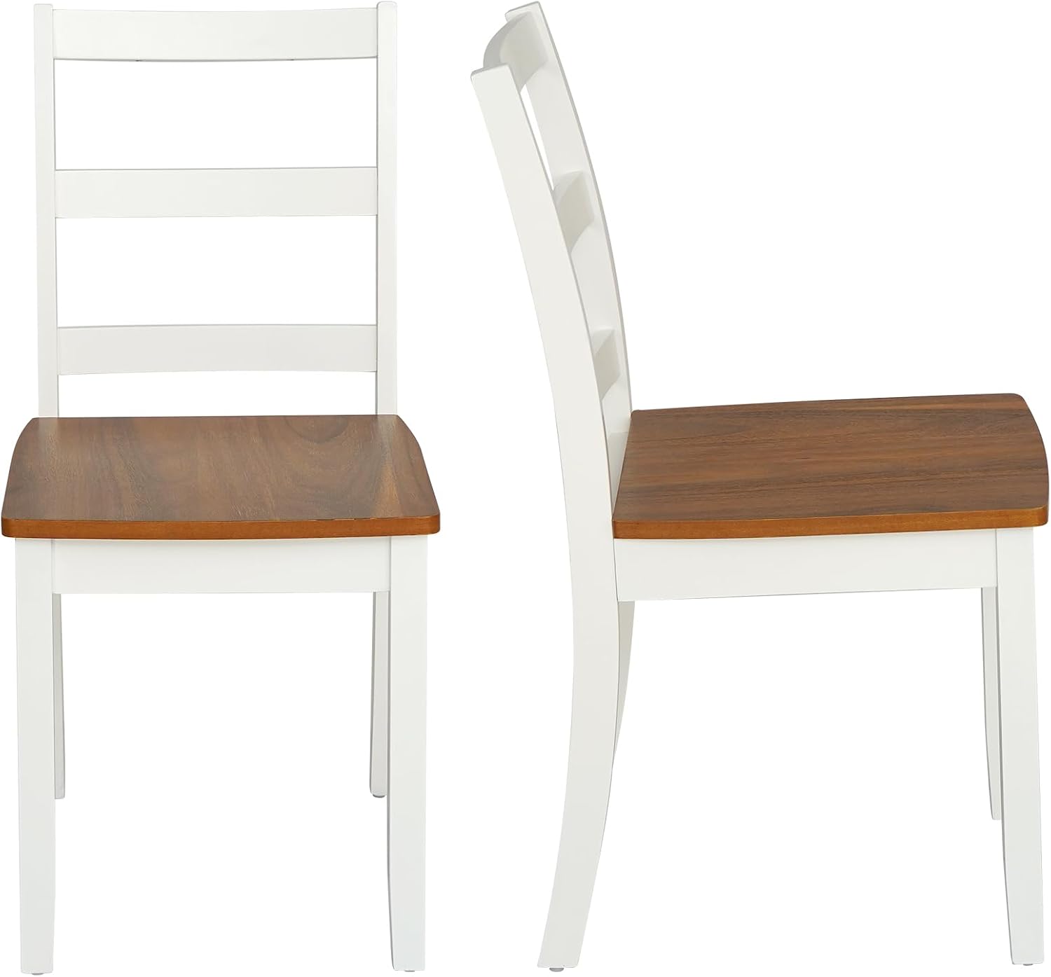 Comfy to go Wooden Dining Room Chairs Set of 2, Mid-Century Modern Farmhouse Kitchen Chair, Cutout High Back Side Chairs, Armless Decorative Chair for Living Room Bedroom Dining Room, White