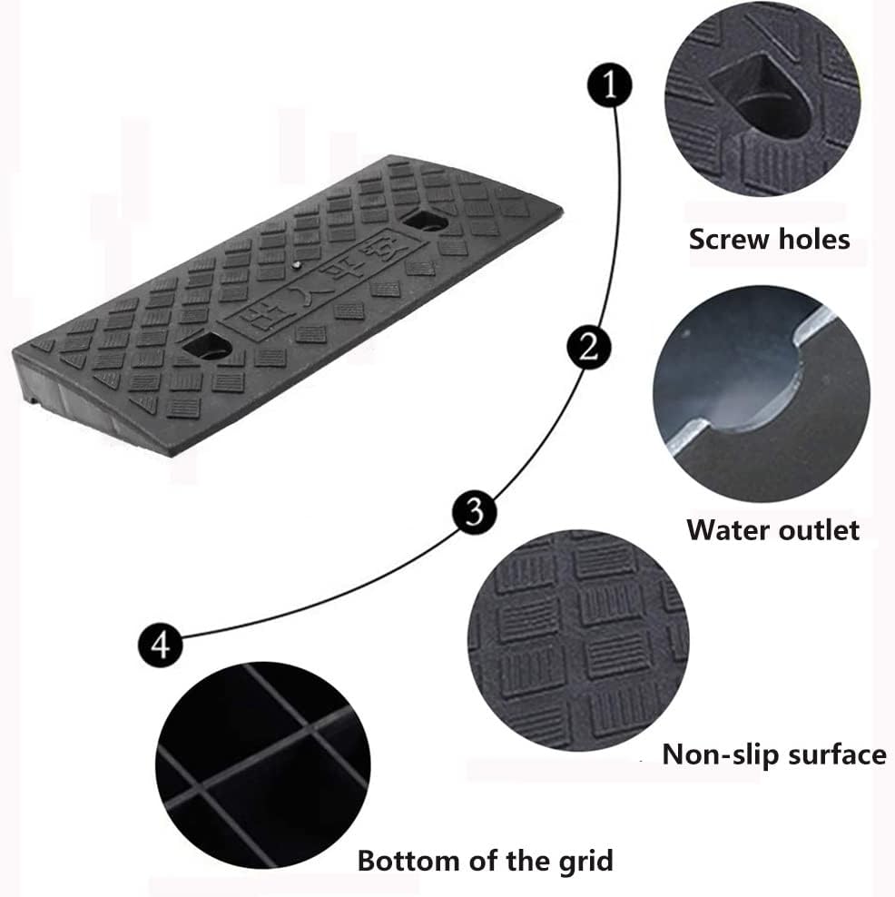 2 PCS Portable Driveway Curb Ramps for Cars Doorways Threshold Ramps 1in 2in 3in 4in 5in 6in 7in Rise Step Ramp for Wheelchairs Bikes Scooter(50 * 38 * 15cm)