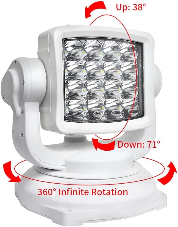 80W Led Searchlight for Boat Marine, 8000Lumens Spotlight with Wireless Remote, Magnetic Base, DT Plug Wiring Kit, Great for Rescue Restoration Offroad Lighting
