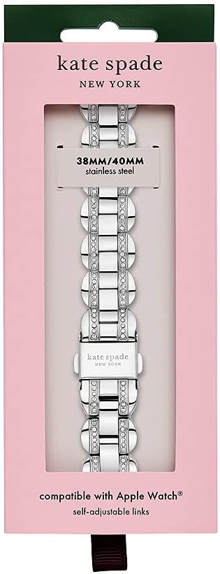 kate spade new york Designer Interchangeable Stainless Steel Band Compatible with Your 38/40/41mm Apple Watch Series 9/8/7/6/5/4/3/2/1/SE