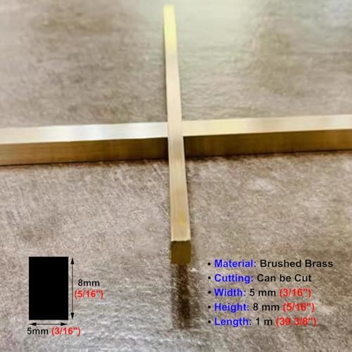 Brushed Brass Floor Transition Strip - Durable Metal Edge for Doorways, Solid Gap Bar for Tile/Wood Floors, Rectangle Seam Ramp for Seamless Flooring Transition