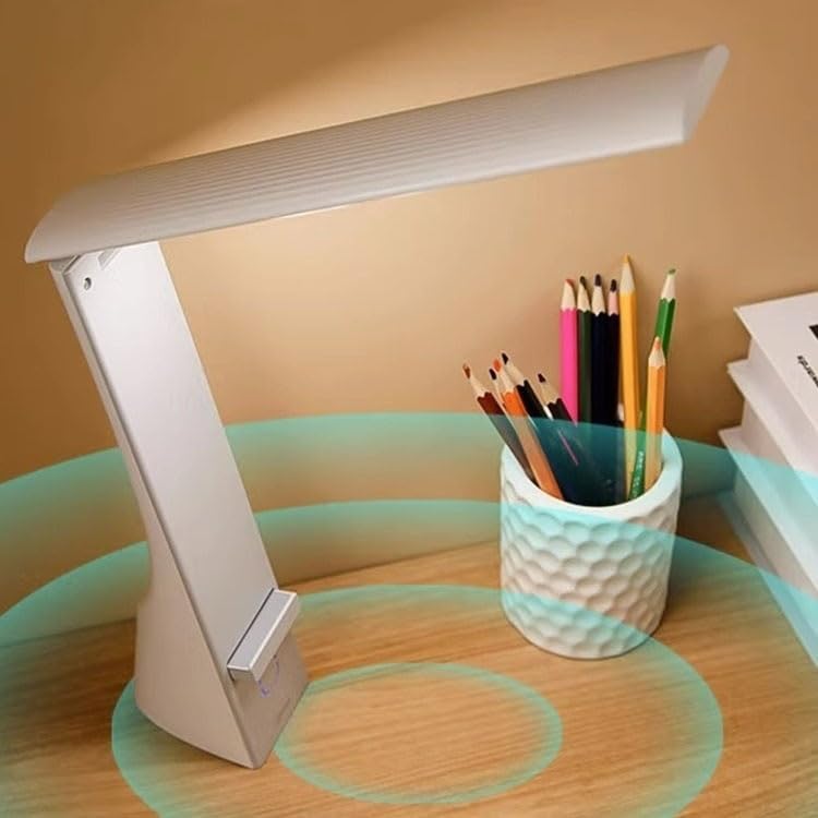 LED Desk Lamp Foldable Desk lamp, LED Desk lamp with Retractable Phone Holder, 3 Color Modes and 3 Brightness Levels, Charging/Plug in Office Reading Light Desk Lamp(White)