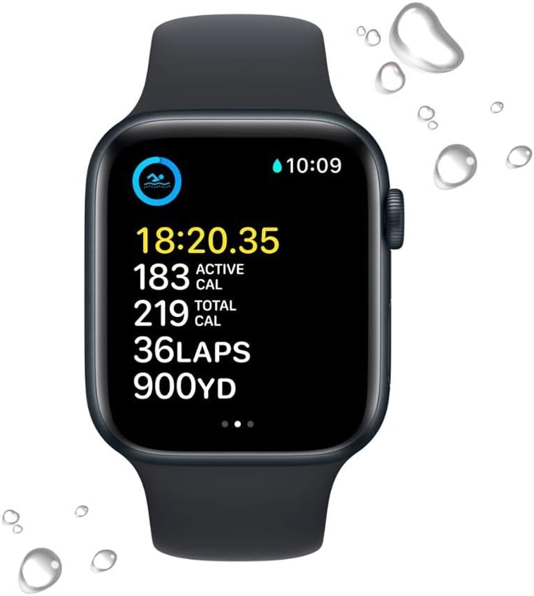 Apple Watch SE (2nd Gen) (GPS, 44mm) - Midnight Aluminum Case with Midnight Sport Band, S/M (Renewed)