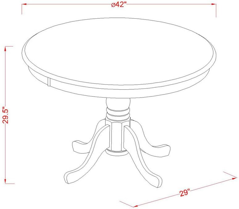 East West Furniture HBT-ANA-TP Hartland Modern Dining Table - a Round Kitchen Table Top with Pedestal Base, 42x42 Inch, Natural