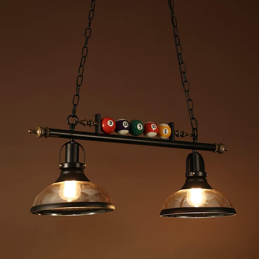 iMeshbean Pool Table Light, 2-Light Pool Table Lighting Fixtures Ceiling Lamp for Game Room Beer Bar Billiard Roon, Real Billiard Ball Design Billiard Pendant Lamp,2 Glass Shades