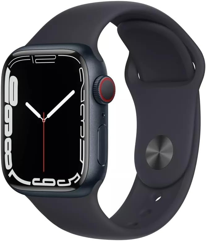 Apple Watch Series 7 (GPS + Cellular, 45MM) Space Black Titanium Case with Black Sport Band (Renewed)