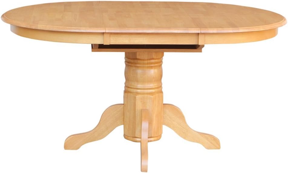 East West Furniture AVT-OAK-TP Avon Modern Kitchen Table - an Oval Dining Table Top with Butterfly Leaf & Pedestal Base, 42x60 Inch, Oak