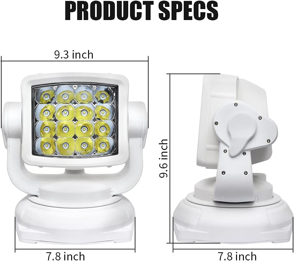 80W Led Searchlight for Boat Marine, 8000Lumens Spotlight with Wireless Remote, Magnetic Base, DT Plug Wiring Kit, Great for Rescue Restoration Offroad Lighting